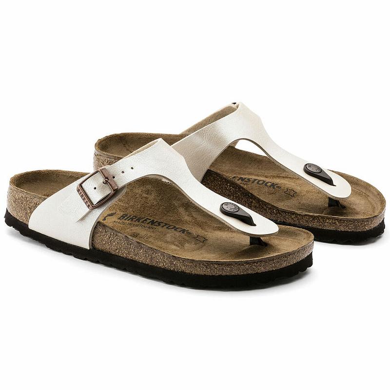 Birkenstock Blonder Birko Flor Gizeh Dame Hvide | DK 429MQZ